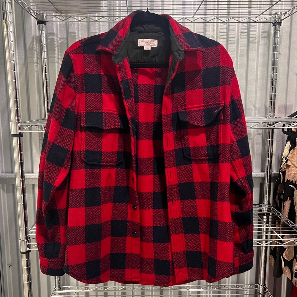 Wallace and Barnes Red and Black Plaid Wool Blend Jacket
